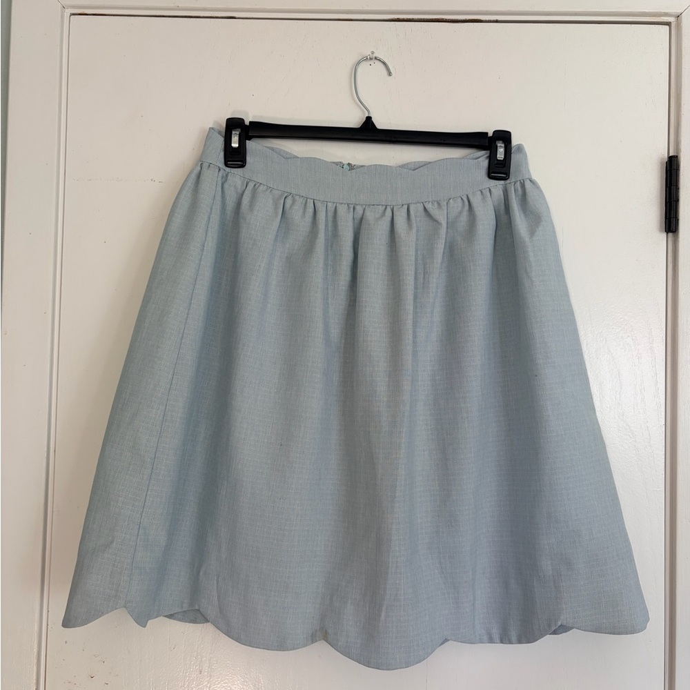 Scalloped Hem Pale Blue Circle Skirt